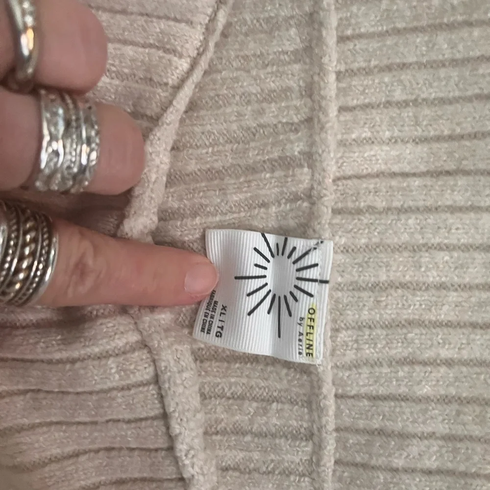 Cream Off-Shoulder Ribbed Aerie Sweater - Picture 2 of 3